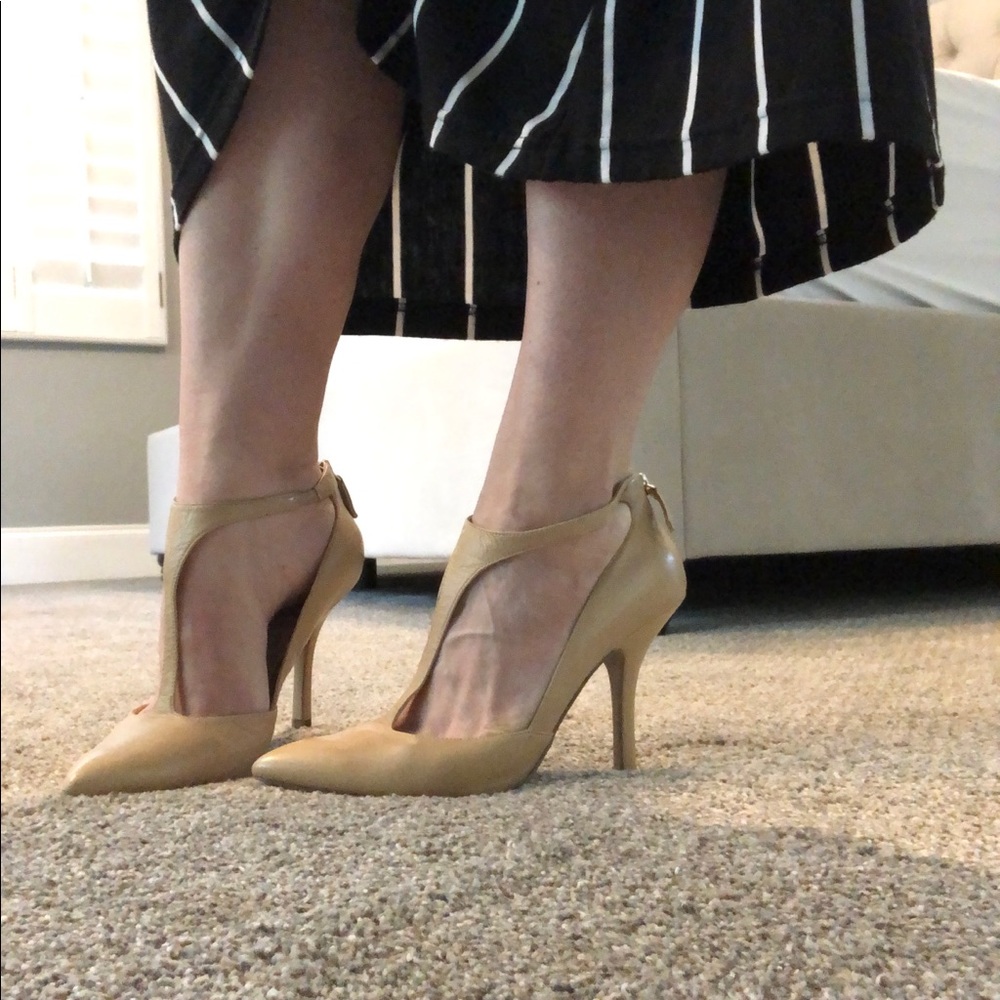 Nine West Beige T-Strap Heels